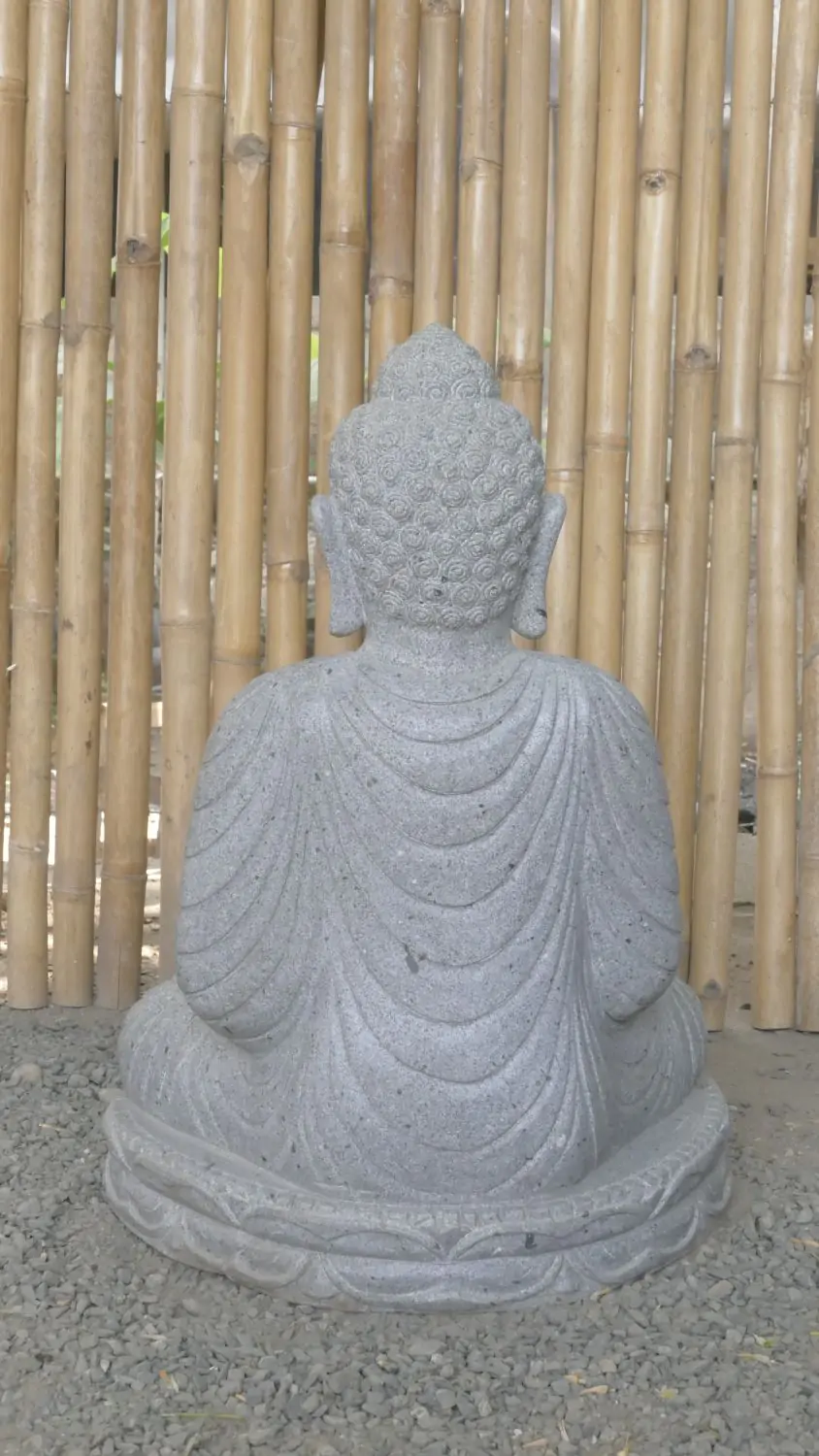  Product image 4 of the product “Seated Buddha made of Riverstone in Bhumisparsha - gesture of touching the earth. 61 cm height. ”